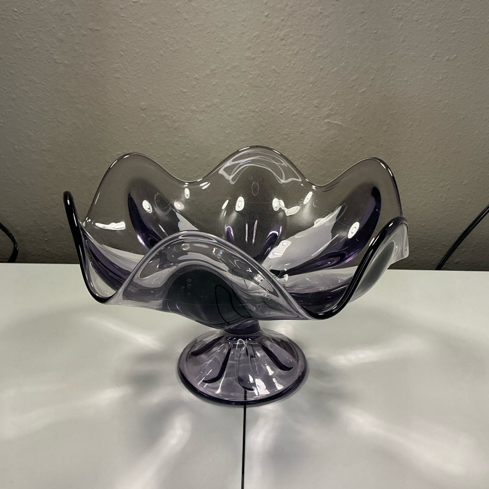 Viking Glass Epic 6 Petal Compote Pedestal Bowl, Amethyst/Purple